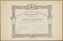 Alliance des chambres syndicales patronales de Lyon. Exposition lyonnaise des arts de la femme, diplôme de fondateur décerné à Monsieur Arnal.