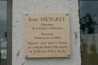 Plaque en mémoire de Jean Meygret.