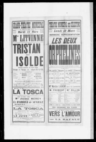 Tristan et Isolde : drame musical en trois actes. Compositeur : Richard Wagner. (Grand-Théâtre).