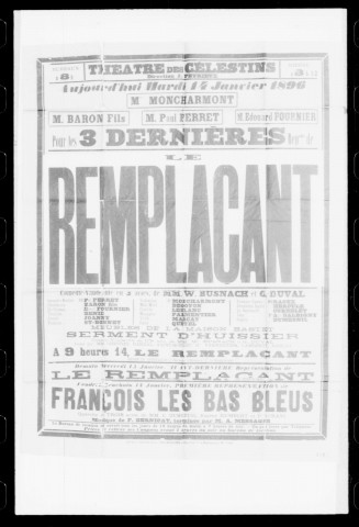 Remplaçant (Le) : comédie-vaudeville en trois actes. Auteurs : W. Busnach et G. Duval.