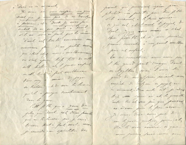 Lettre d'Ernestine, épouse de Félix Nadar.
