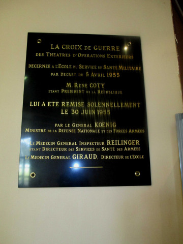 Ecole de santé militaire, plaque commémorative.