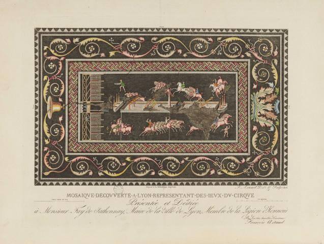 Description d'une mosaïque représentant des jeux de cirque, découverte à Lyon le 18 février 1806