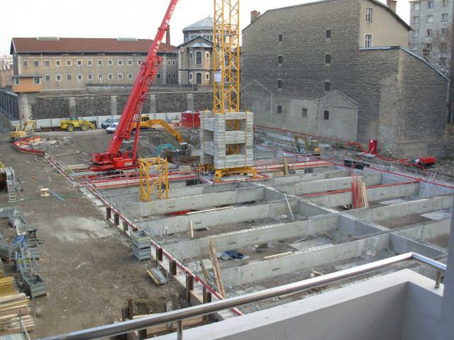 Chantier de la place, vues prises depuis la gare de Perrache.