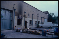 Atelier municipal de menuiserie rue Victorien-Sardou après un incendie.