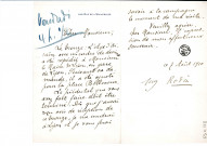 Lettre informant de l'expédition du bronze "l'Age d'airain" au maire de Lyon pour être installé Place Bellecour.