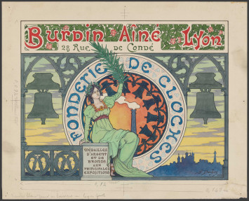 Burdin Aîné 28 rue de Condé, fonderie de cloches : dessin en couleurs (1898, cote 17FI/144)