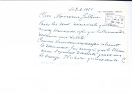 Note accompagnant les documents pour la commande de "La Prisonnière".