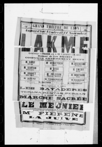 Lakmé : opéra-comique en trois actes. Compositeur : Léo Delibes. Auteurs du livret : Edmond Gondinet et Philippe Gille.