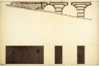 Plan et élévation du Pont-à Siphons du Mont-Pilat avec ses ruines au travers du vallon de Beaunant.