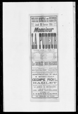 Monsieur la pudeur : vaudeville nouveau en trois actes. Auteurs : Alphonse Allais, Galipeaux et Bonhomme.