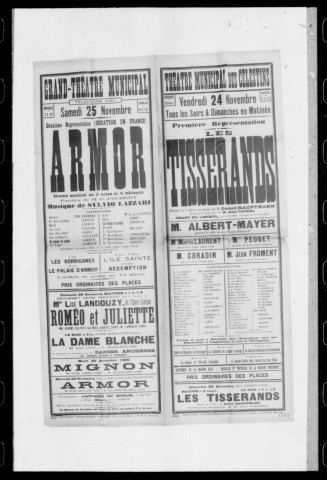 Tisserands (Les) : drame en cinq actes en prose. Compositeur : F. Schneklud. Auteur du livret : Gérard Hauptmann.