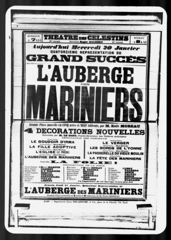 Auberge des mariniers (L') : grande pièce nouvelle en cinq actes et neuf tableaux. Auteur : Emile Moreau.