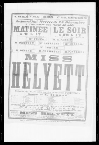 Miss Helyett : opérette en trois actes. Compositeur : Edmond Audran. Auteur du livret : Maxime Boucheron.