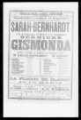 Gismonda : drame en quatre actes et cinq tableaux. Représentation Sarah Bernhardt et théâtre de la Renaissance de Paris. Auteur : Victorien Sardou.