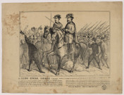 Le célèbre général Garibaldi (Giuseppe) venant au secours de la France à la tête des volontaires nommés les chasseurs des Alpes.