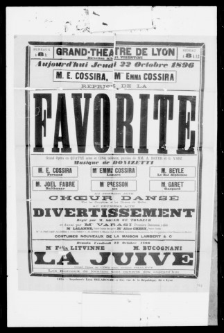 Favorite (La) : grand opéra en quatre actes et cinq tableaux. Compositeur : Gaetano Donizetti. Auteurs du livret : Alphonse Royer et G. Vaez.