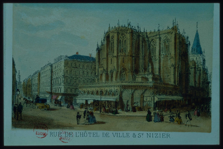 Bibliothèque : lithographies représentant Lyon sous le Second Empire.