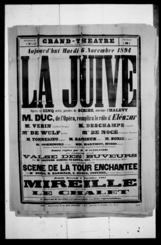 Juive (La) : opéra en cinq actes. Compositeur : Halevy. Auteur du livret : Eugène Scribe.