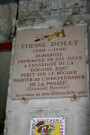 56 rue Mercière, plaque en mémoire d'Etienne Dolet.