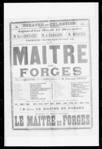 Maître de forges (Le) : pièce en quatre actes et cinq tableaux. Auteur : Georges Ohnet.