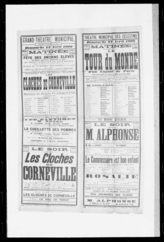 Cloches de Corneville (Les) : opéra-comique en trois actes et quatre tableaux. Compositeur : Robert Flanquette. Auteurs du livret : Clairville et Gabel. (Grand-Théâtre).