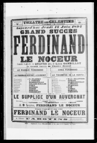 Ferdinand le noceur : comédie-vaudeville en quatre actes. Auteur : Léon Gandillot.