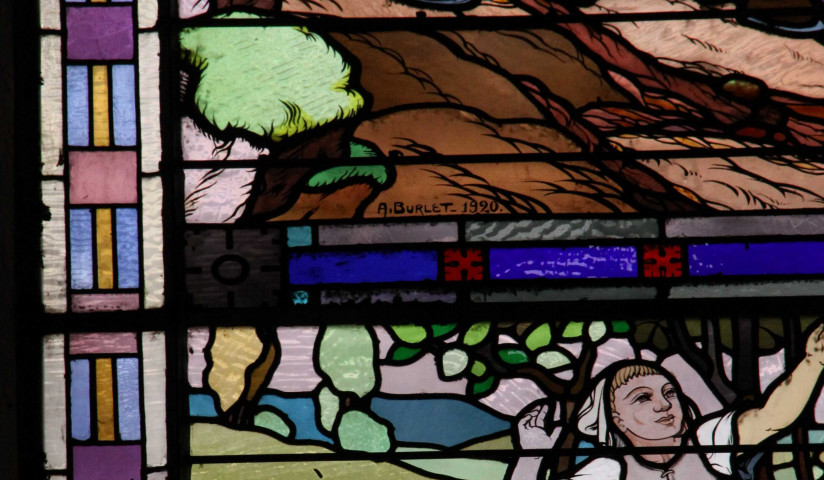 Détail d'un vitrail de A. Burlet.