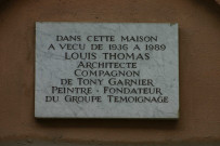 2 rue Rivet, plaque en mémoire de Louis Thomas (architecte).