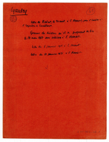 Dossier au nom du maréchal Hubert Lyautey.