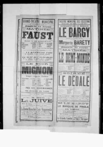 Demi-monde (Le) : pièce en cinq actes. Représentation Le Bargy. Auteur : Alexandre Dumas. (Théâtre des Célestins).