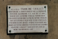 Plaque en mémoire de Francine Chollet.