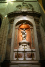 Eglise Saint-Nizier, intérieur, statue, vitrail.