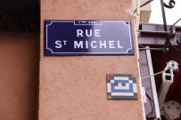 Rue Saint-Michel vers la rue de la Madeleine, plaque de la rue Saint-Michel.