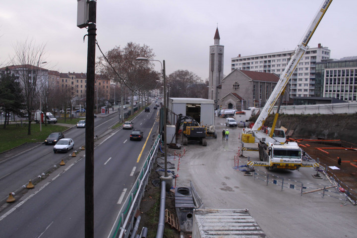 Construction du 2ème tube, côté Vaise, 25/01/2012.