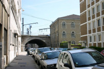 Vue des voies ferrées en direction de Saint-Etienne.