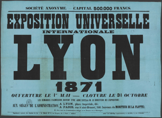 Exposition universelle internationale Lyon 1871.