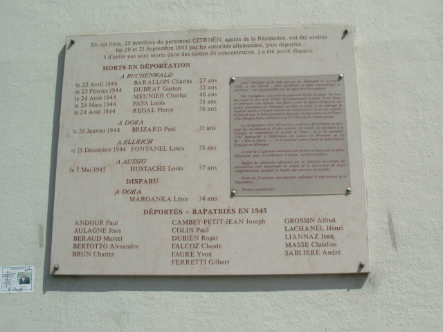 Plaque commémorative.