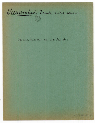 Dossier au nom de Ferdinand Domela Nieuwenhuis.