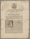 Passeport pour les blés destinés à la Charité.
