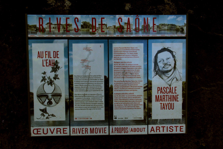Programme d'art public River Movie, Œuvres de Pascale Marthine Tayou, panneau explicatif.
