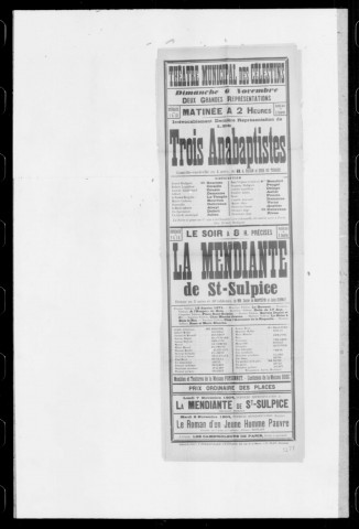 Mendiante de Saint-Sulpice (La) : drame en cinq actes et dix tableaux. Auteurs : Xavier de Montepin et Jules Donnay.