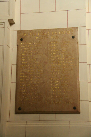 Plaque commémorative de la guerre de 1914-1918.