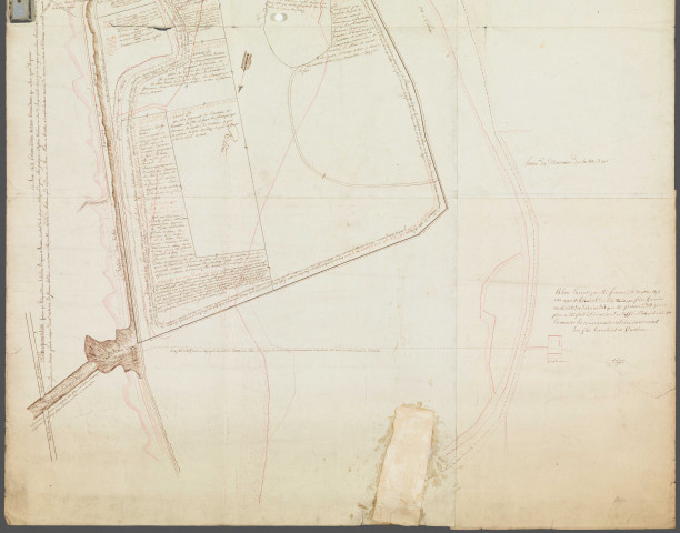 Plan terrier présentant en surface les îles Lambert et Vassieux remis à l'occasion des difficultés qui ont eu lieu avec la commune de Caluire.