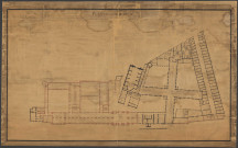 Plan du premier étage de l'hôpital général et Grand Hôtel-Dieu de la ville de Lyon.