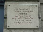 3 quai Jean-Moulin, plaque en mémoire du sous-lieutenant André.