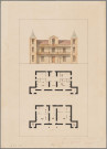 Elévation et plan des deux premiers niveaux d'une villa ou maison de campagne