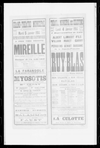 Mireille : opéra-comique en trois actes et quatre tableaux. Compositeur : Charles Gounod. Auteur du livret : Michel Carré. (Grand-Théâtre).