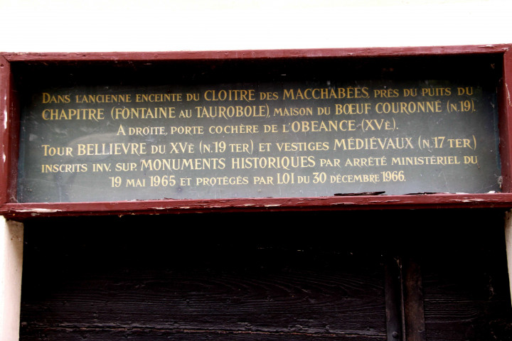19 rue des Macchabées, plaque.