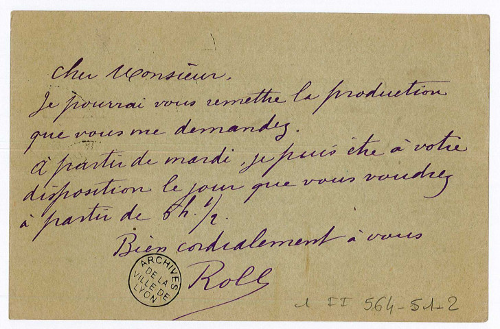 Dossier au nom d'Alfred Roll.